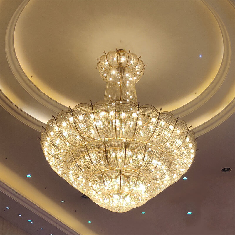 上海酒店宴会厅吊灯定制_星级酒店会议厅水晶吊灯